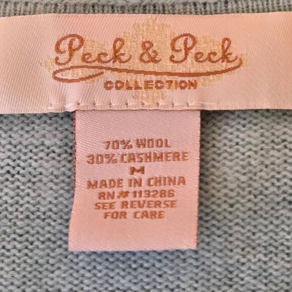 Peck & Peck Womens Wool Cashmere Hooded Open Front Cardigan Aqua Size Medium - Picture 3 of 13